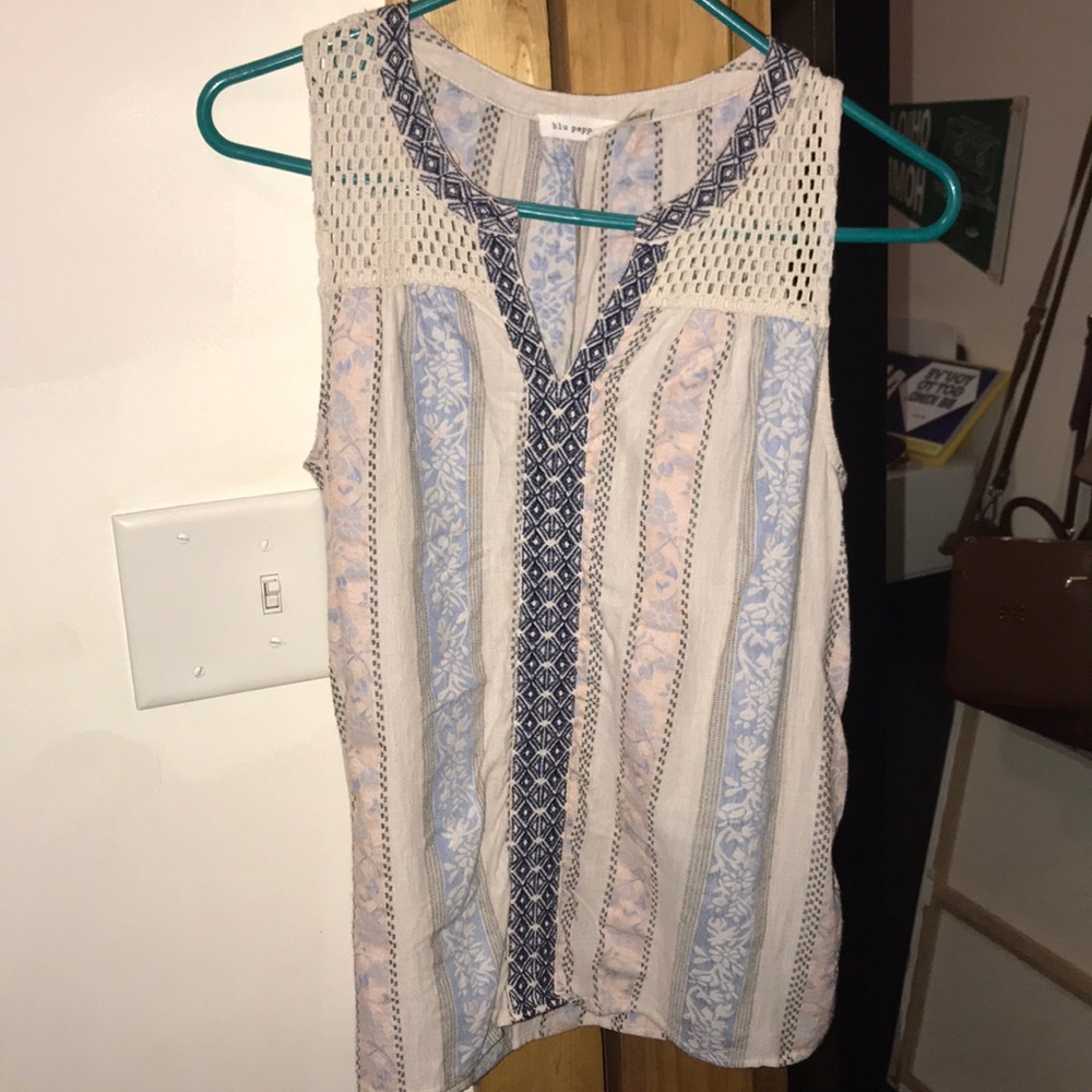 Tank top with detailed geometric & floral pattern